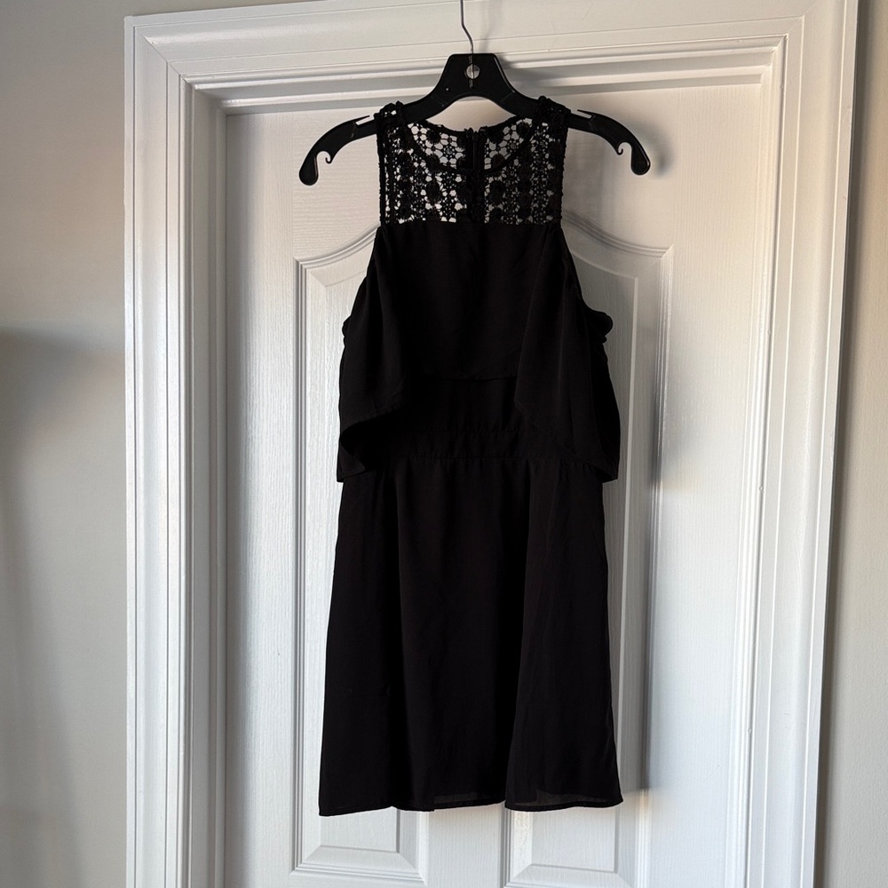 Black lace top off shoulder dress